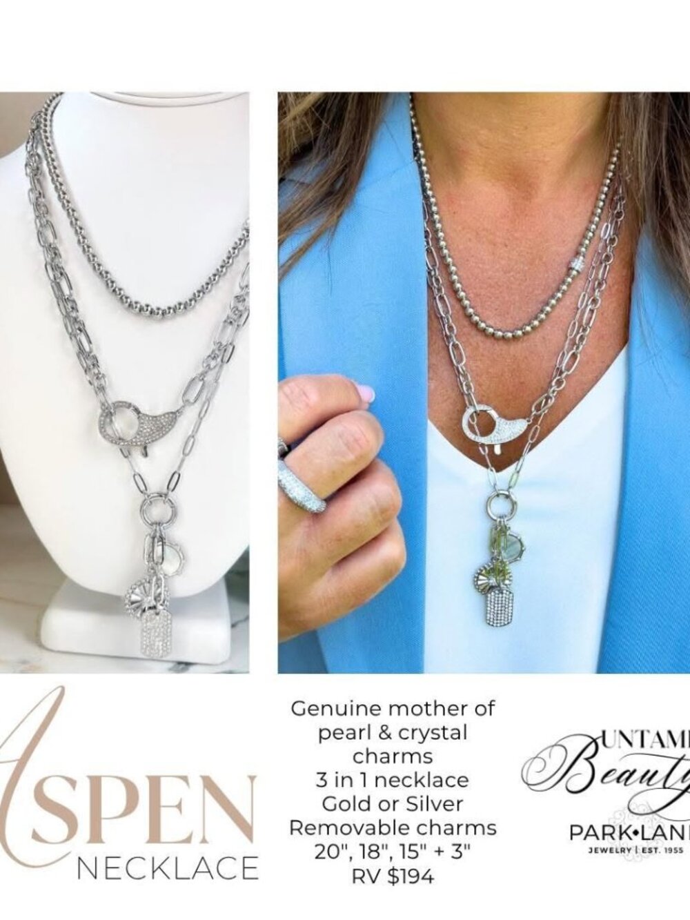 Park Lane Silver Aspen Necklace - Picture 4 of 4